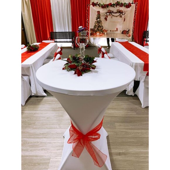 Fitted 6-Piece White Cocktail Table Covers 32x43 - Wrinkle Resistant & Durable - Picture 2 of 7